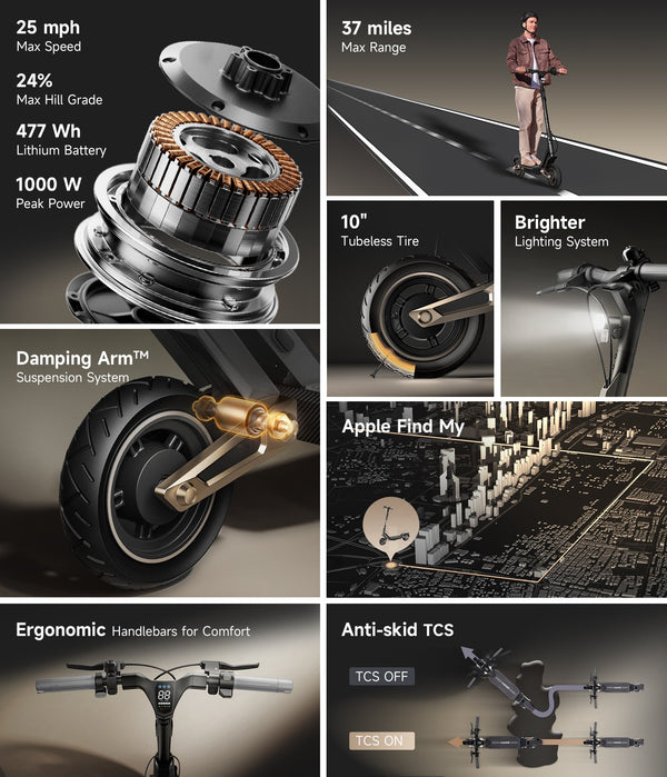 NAVEE ST3 Electric Scooter｜Damping Arm™ Suspension｜37.3miles Eco-range｜1000W