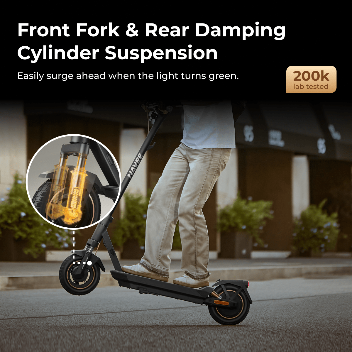 NAVEE GT3 Electric Scooter｜Dual Spring Shock Suspension｜31miles Eco-range｜700W